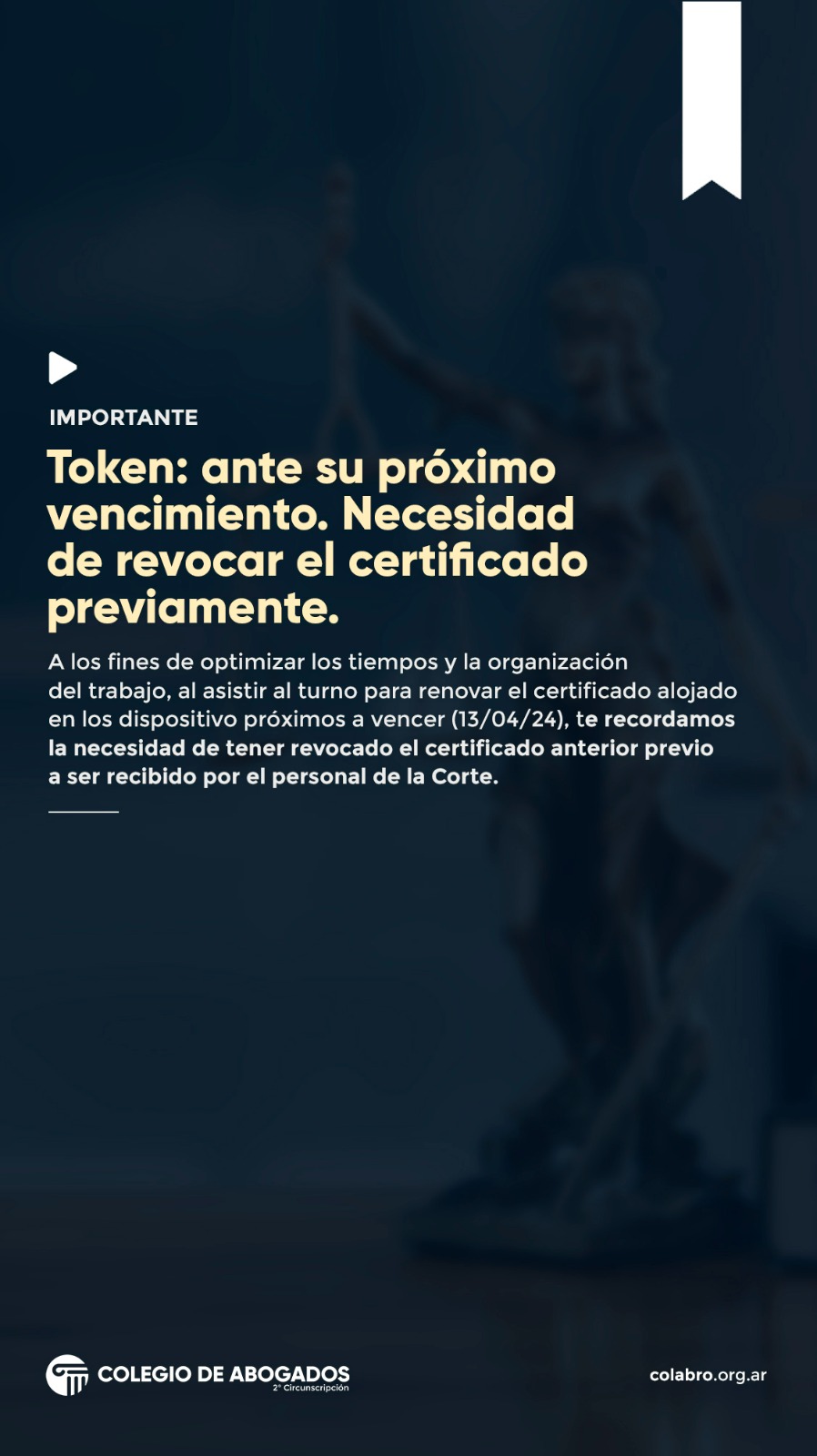 TOKEN ante su próximo vencimiento. Necesidad de revocar el certificado previamente.